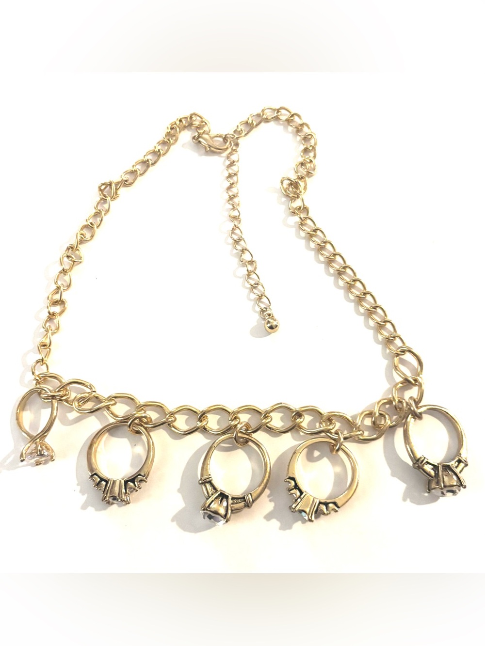 Fashion Jewelry Gold-Tone Ring Charm Necklace